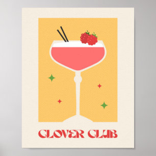 Poster drinque Cocktail art Clover Club