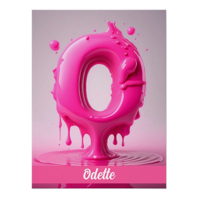 Póster Dripping Pink Letter O - Customizable Name Poster  (Frente)