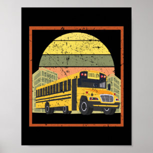 Poster Driver de Barramento Escolar Sunset da Retro Vinta