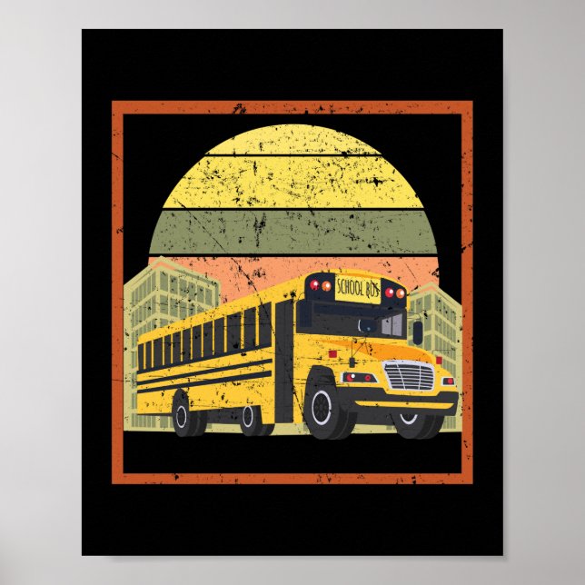 Poster Driver de Barramento Escolar Sunset da Retro Vinta (Frente)