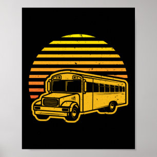 Poster Driver de Barramento Escolar Sunset da Retro Vinta