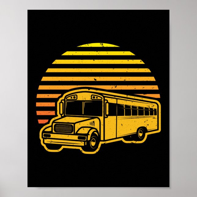 Poster Driver de Barramento Escolar Sunset da Retro Vinta (Frente)