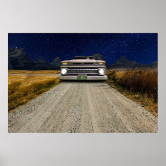 Póster Driver Zombie do Caminhão de Pickup de Rato Vintag