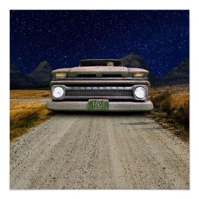 Póster Driver Zombie do Caminhão de Pickup de Rato Vintag (Frente)