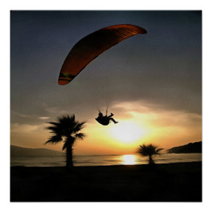 Póster Dropzone Em Dusk Adventure Paraglider Art