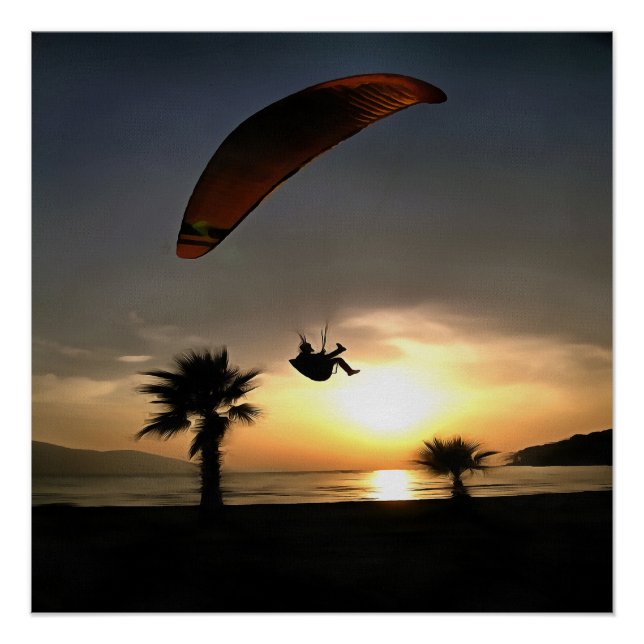 Póster Dropzone Em Dusk Adventure Paraglider Art (Frente)