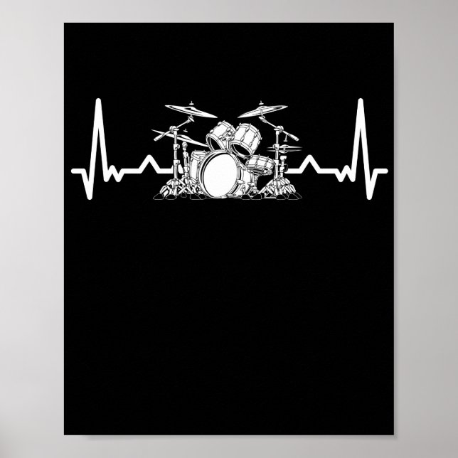 Poster Drum Set Drummer Musical Drumsticks (Frente)