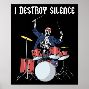 Poster Drummer Rock Music Banda Drums Eu Destruo Silênci