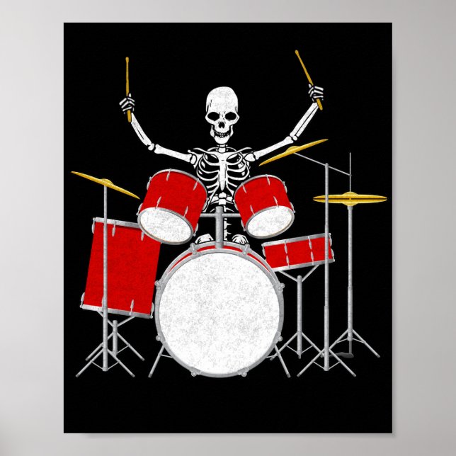 Poster Drummer Skeletton Drummer Musical Drumsticks (Frente)