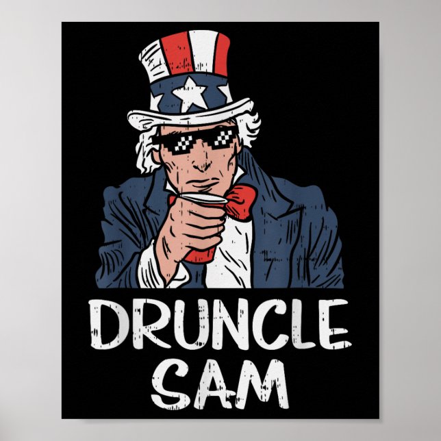 Poster Druncle Sam Engraçado Tio Sam Beer 4 Da Festa De J (Frente)