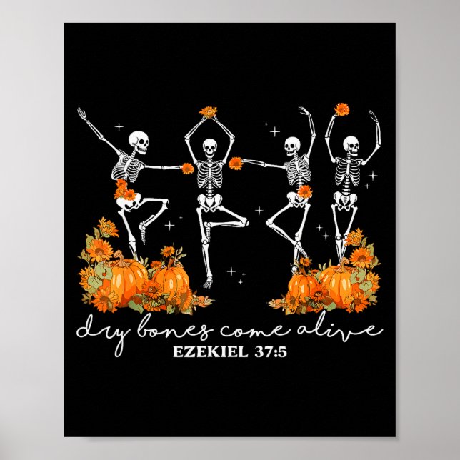 Poster Dry Bones Come Alive Halloween Skeleton Dancing Ch (Frente)