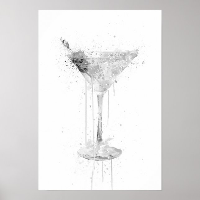 Poster Dry Martini Cocktail Wall Art Print (Grey Edition) (Frente)