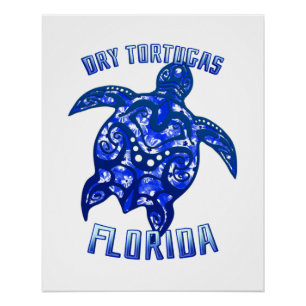 Póster Dry Tortugas Flórida Chaves de Vacinação Tartaruga