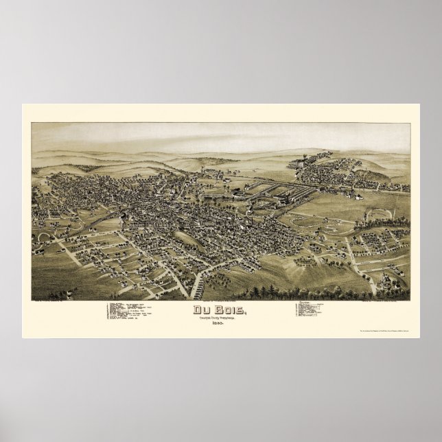 Poster Du Bois, PA Panorâmica Map - 1895 (Frente)