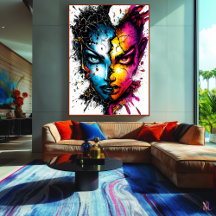 Dualidade Desencadeada – Arte Facial Abstrata Inte