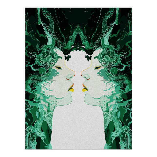 Póster Dualidade Etérea – Reflexo Surreal no Espelho (Frente)