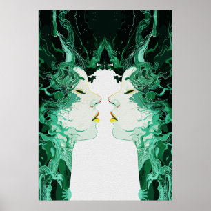 Poster Dualidade Etérea – Reflexo Surreal no Espelho