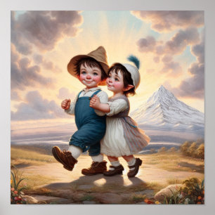 Poster Duas Adoráveis Vintage Munchkins Dançando