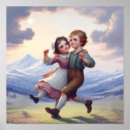 Poster Duas Adoráveis Vintage Munchkins Dançando