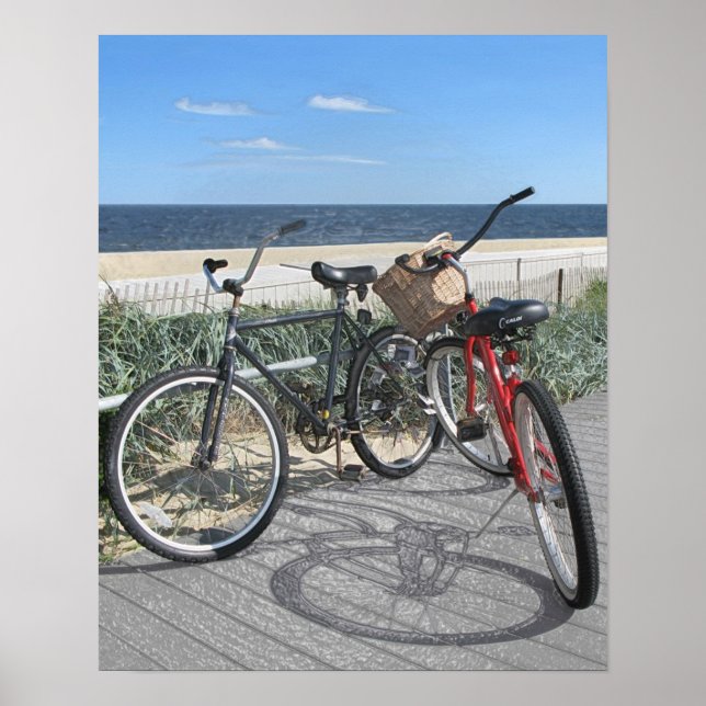 Póster Duas bicicletas no passeio Jersey Shore (Frente)