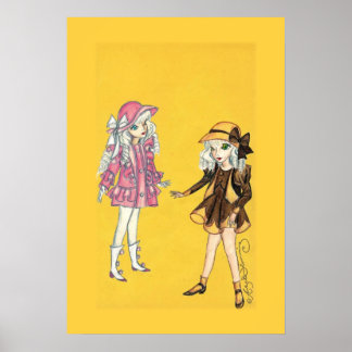 Póster Duas bonitas moças de chapéus