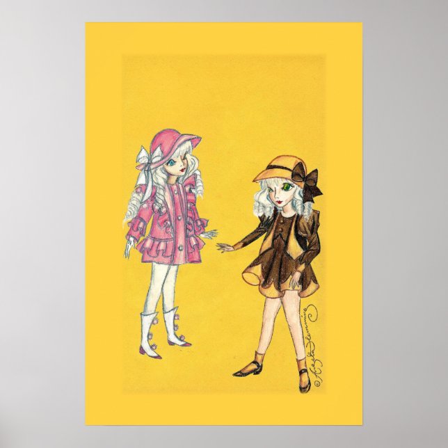Póster Duas bonitas moças de chapéus (Frente)
