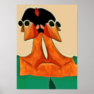 Poster Duas caras do abstrato da mulher