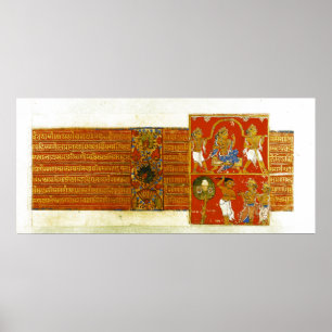 Póster Duas cenas do Kalpasutra, Mandu, 1439
