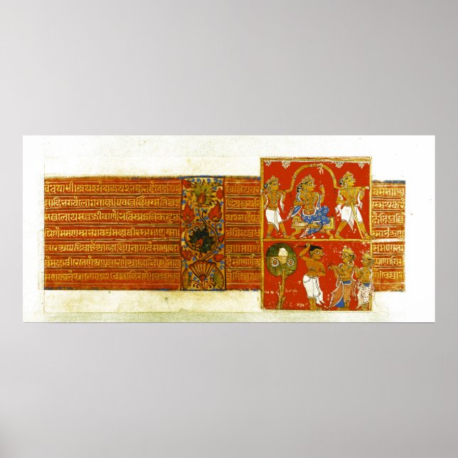 Póster Duas cenas do Kalpasutra, Mandu, 1439 (Frente)