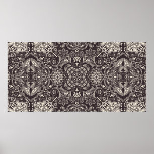 Poster Duas cores Vintage padrão perfeito. Contour arabi