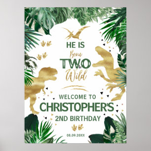 Poster Duas Crianças do Dinossauro Selvagens segundo aniv