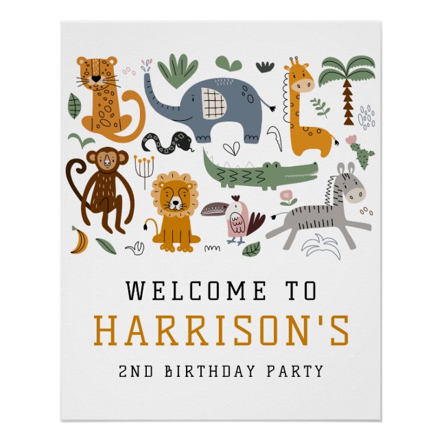 Póster Duas Crianças Safari segundos aniversários Selvage (Frente)