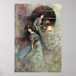 Poster Duas donas e Lanterna por Warwick Goble