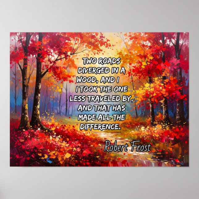 Poster Duas estradas divergem em madeira (Frente)