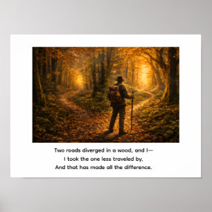 Poster Duas estradas divergiram num bosque,