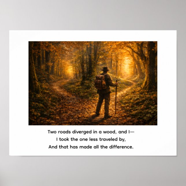 Poster Duas estradas divergiram num bosque,  (Frente)