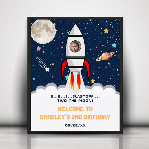 Poster Duas fotos do segundo aniversário Moon Rocket Shi