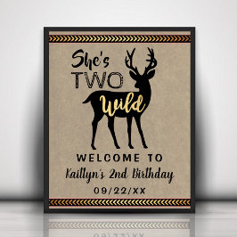 Poster Duas Garotas Selvagens Woodland Deer segundo anive