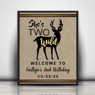 Poster Duas Garotas Selvagens Woodland Deer segundo anive