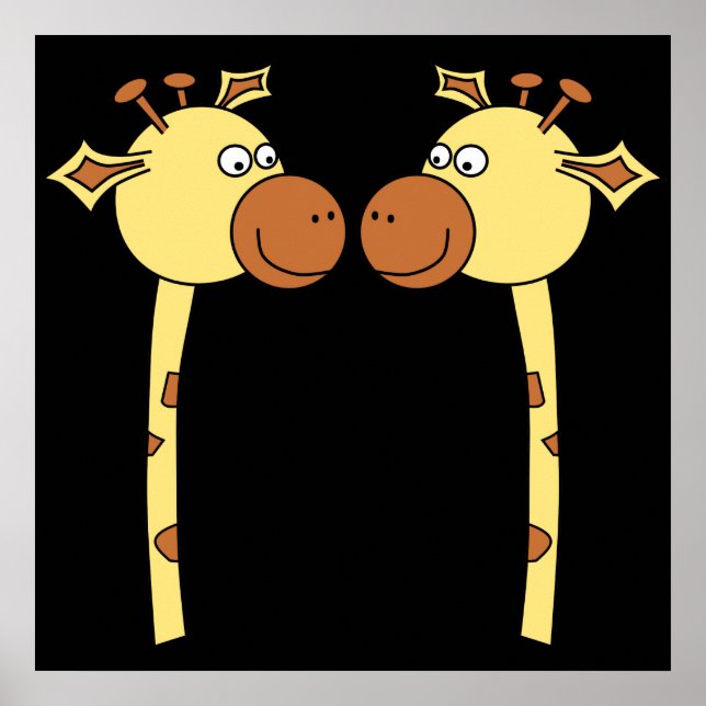Póster Duas Girafas em Fecho. Cartoon (Frente)