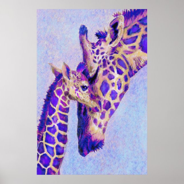 Poster Duas Girafas roxas (Frente)