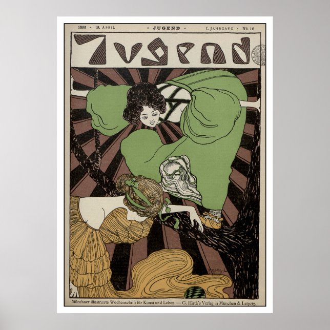 Póster Duas Meninas - Art Nouveau (Frente)