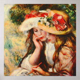 Poster Duas Meninas Lendo em Jardim Renoir Belas Artes