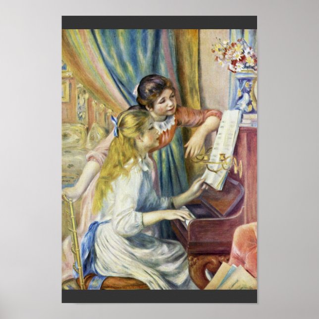 Póster Duas Meninas No Piano, Por Pierre-Auguste Renoir (Frente)