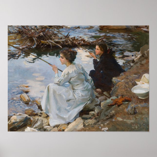 Poster Duas meninas pescando, Sargent 1918  (Frente)