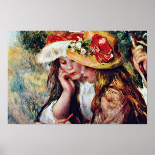 Poster Duas meninas que lêem em um jardim por