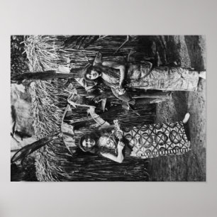 Póster Duas mulheres havaianas com fotografia de