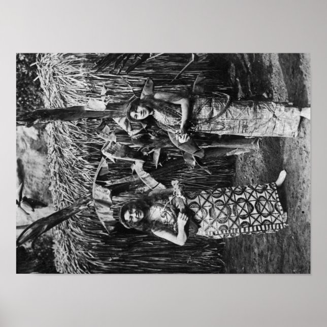 Póster Duas mulheres havaianas com fotografia de Ukalalee (Frente)