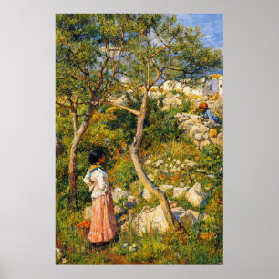 Poster Duas Pequenas Meninas Italianas por uma Aldeia