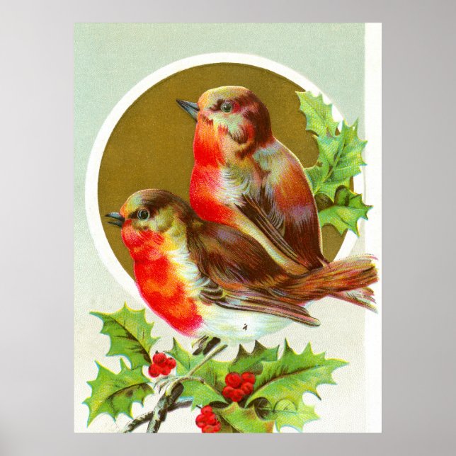 Poster Duas robins de Natal (Frente)